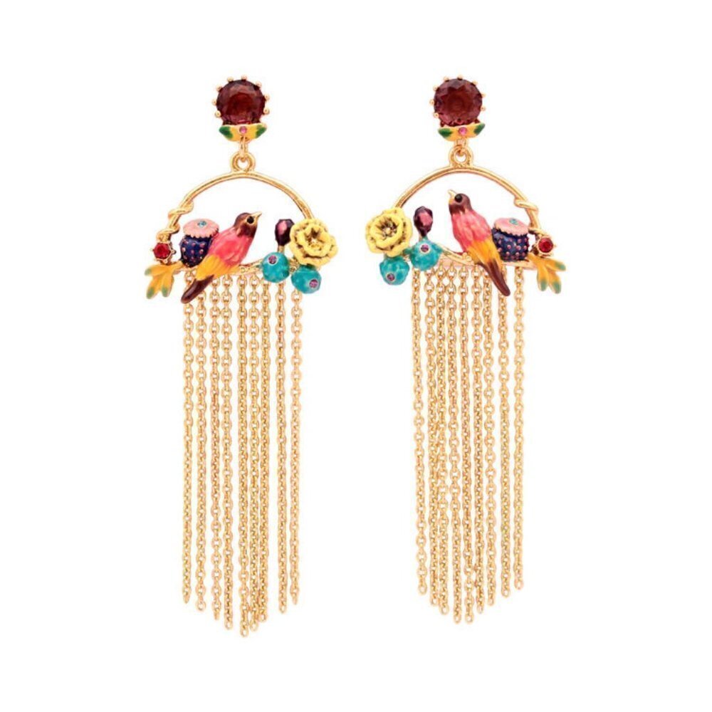 Les NEREIDES Enamel Parrot Earrings (small)